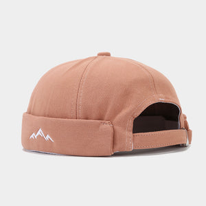 Unisex Canvas Mountain Embroidered Docker Caps - Adjustable Minimalist Hats