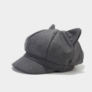 Women’s Cute Cat Ear Newsboy Caps - Playful and Stylish Baker Boy Hats