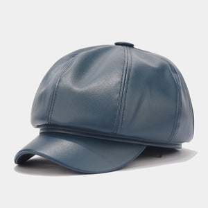 Women’s Faux Leather Newsboy Caps - Classic Baker Boy Hats in Chic Colors