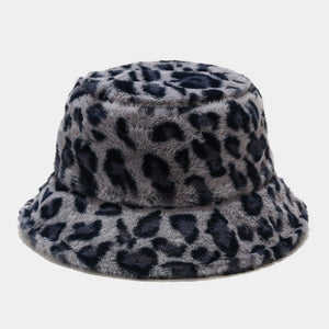 Women’s Faux Fur Leopard Print Bucket Hats - Cozy and Stylish Headwear