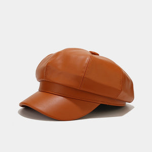 Women’s Faux Leather Newsboy Caps - Classic Baker Boy Hats in Chic Colors