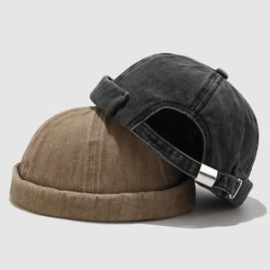 Unisex Vintage Canvas Docker Caps - Adjustable and Stylish Brimless Hats