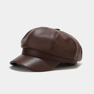 Women’s Faux Leather Newsboy Caps - Classic Baker Boy Hats in Chic Colors