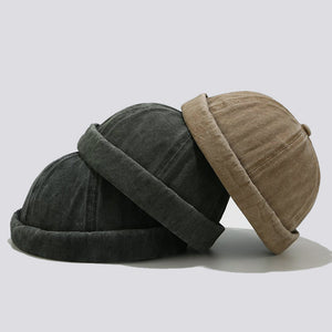 Unisex Vintage Canvas Docker Caps - Adjustable and Stylish Brimless Hats