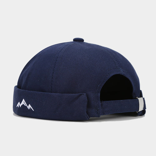 Unisex Canvas Mountain Embroidered Docker Caps - Adjustable Minimalist Hats