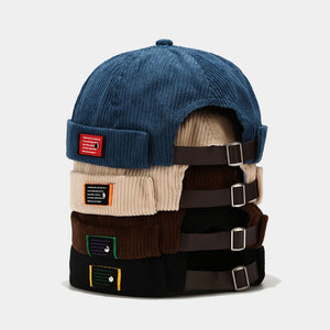 Unisex Corduroy Docker Caps with Adjustable Strap - Trendy and Versatile Hats