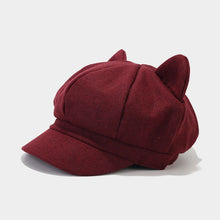 Load image into Gallery viewer, Women’s Cute Cat Ear Newsboy Caps - Playful and Stylish Baker Boy Hats