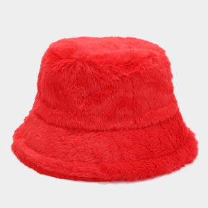 Women’s Plush Faux Fur Bucket Hats - Soft and Cozy Winter Headwear in Vibrant Colors