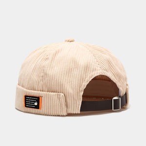 Unisex Corduroy Docker Caps with Adjustable Strap - Trendy and Versatile Hats