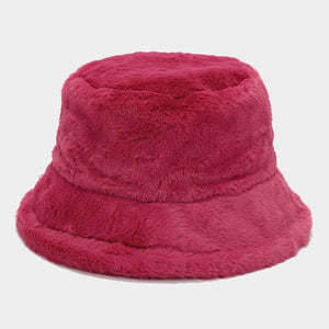 Women’s Plush Faux Fur Bucket Hats - Soft and Cozy Winter Headwear in Vibrant Colors