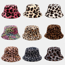 Load image into Gallery viewer, Women’s Faux Fur Leopard Print Bucket Hats - Cozy and Stylish Headwear