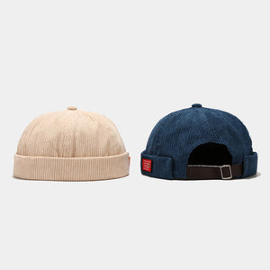 Unisex Corduroy Docker Caps with Adjustable Strap - Trendy and Versatile Hats