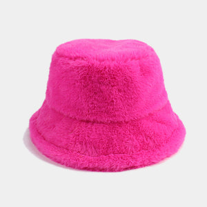 Women’s Plush Faux Fur Bucket Hats - Soft and Cozy Winter Headwear in Vibrant Colors