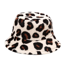 Load image into Gallery viewer, Women’s Faux Fur Leopard Print Bucket Hats - Cozy and Stylish Headwear