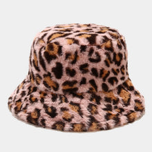 Load image into Gallery viewer, Women’s Faux Fur Leopard Print Bucket Hats - Cozy and Stylish Headwear