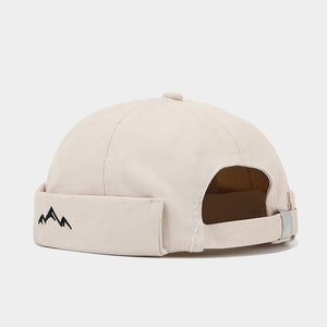 Unisex Canvas Mountain Embroidered Docker Caps - Adjustable Minimalist Hats